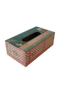 กล่องทิชชู่ไม้มีสไตล์พร้อมลายดอกไม้เรซิ่นตกแต่งเข้าถึงได้ง่ายสำหรับห้องน้ำห้องนอนสำนักงานสไตล์ของขวัญ - Product Image 2