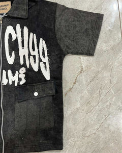 Slim fit respirant gym entraînement zip up t-shirt pour hommes été à manches courtes vêtements de sport décontracté sportif mode vêtements d'entraînement - Product Image 3