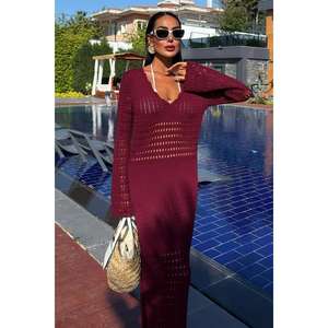 Vestido con Detalle Calado y Mangas Estilo Español 2840, Prenda Informal Transpirable con Cintura Natural - Product Image 5