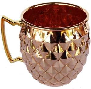 Gobelet en acier inoxydable martelé en cuivre naturel au design moderne avec poignée en métal Verres de bar au fini mat pour la bière et les fêtes - Product Image 2