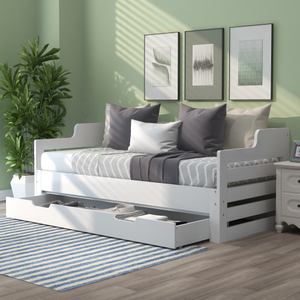 Cama Moderna Extensible Doble <span class=keywords><strong>con</strong></span> <span class=keywords><strong>Cajones</strong></span> de Almacenamiento, Literas Infantiles de Madera Maciza que Ahorran Espacio - Product Image 4