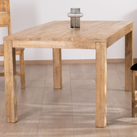 Table de salle à manger pliante en bois de manguier massif, finition naturelle, design industriel robuste et durable, 4 pieds en bois, pour usage domestique, bar ou hôtel