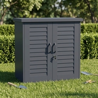 Armoire de rangement extérieure résistante aux intempéries, gris foncé, ensemble d'armoires de jardin avec portes à persiennes pour usage extérieur