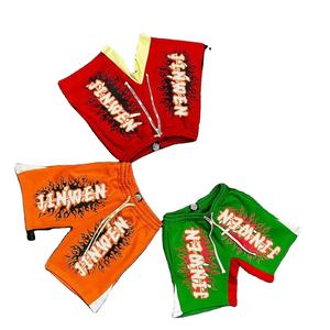 กางเกงขาสั้นพิมพ์ลายสกรีนแบบกำหนดเองสำหรับฤดูร้อนปี 2024 ผ้าฝ้ายฟลีซคุณภาพสูง เอวยางยืดแบบมีเชือกผูก - Product Image 3