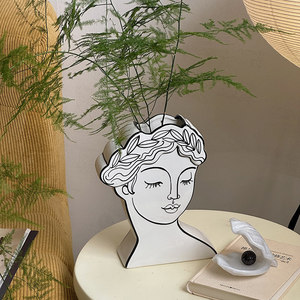 <span class=keywords><strong>Vase</strong></span> Moderne en Céramique en Forme de Tête de Déesse Grecque, <span class=keywords><strong>Vase</strong></span> à Fleurs Décoratif, Décoration Nordique pour la Maison, Pot de Fleurs - Product Image 5
