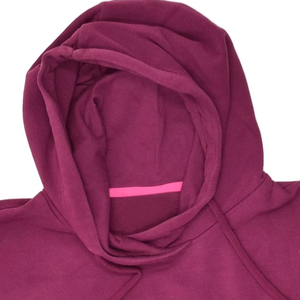 Haute qualité femmes décontracté rose chaud pull à capuche respirant coton polaire au-dessus du genou longueur hauts courts motif solide - Product Image 3