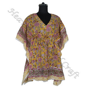 Kaftan indien imprimé en coton fait à la main Kaftan KFCS033 Abaya Kaftan Caftan arabe Jalabiya Dubai Fashion Hand Block Print - Product Image 4