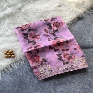 Sari de Organza con Estampado Floral y Bordado de Alta Demanda, Exportador y Proveedor Indio a Precio de Mayoreo - Product Image 1
