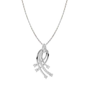 Collier pendentif iris en argent sterling 925 CLARA, diamant taille marquise, motif géométrique floral en rhodium avec zircon et opale - Product Image 1