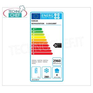 Équipement de réfrigération pour cuisine commerciale Forcar GN3100BT, table congélateur 3 portes, température -18/-22°C, classe D, gaz R290 - Product Image 1