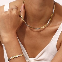 Collier ras du cou en acier inoxydable plaqué or PVD, chaîne serpent torsadée, sans ternissement, pour dropshipping