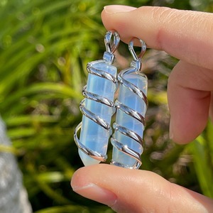 จี้โอปอลหินอัญมณีทำมือลวดห่อด้วยกระสุนและดินสอดีไซน์แบบจี้โอปอล - Product Image 5