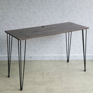 Modern 120x50cm Rubberwood Office <b>Desk</b> with Hairpin Iron Legs and Drawer <b>Solid</b> <b>Wood</b> and Metal Design SPD68213 - Product Image 5