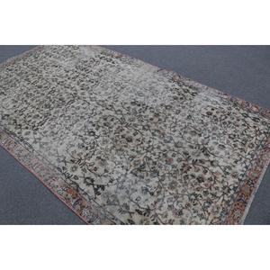 5.5x9.4 ft Turkish Rug, Vintage Large Rug, <b>Brown</b> Blue Bordered <b>Wool</b> Rug - Product Image 4