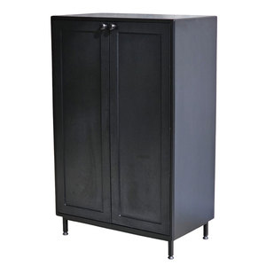 KG68070 Zapatero de 4 Niveles 80x35x90cm de Madera de Caucho Pintado en Negro, Convertible, Extensible, Diseño Minimalista para Muebles del Hogar - Product Image 1