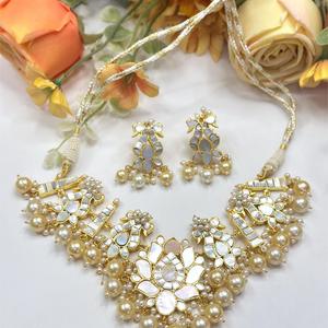 Premium Quality <b>Gold</b> Finish Designer Classy Necklace <b>Set</b> With <b>Earrings</b> For Wedding Wear Collection For Women And Girls - Product Image 1