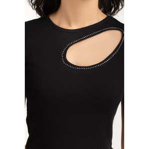 Top de Punto Casual para Mujer, Modelo WM-KTP-SS24-008, con Cuentas, Corto y con Estampado, para Oficina o Primavera - Product Image 1