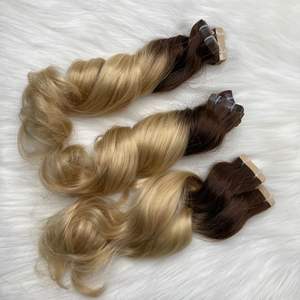 Extensiones de cabello Remy de 8-30 pulgadas, superventas, dos tonos ondulados naturales para cabello humano con cinta doblemente dibujada Ombre - Product Image 5