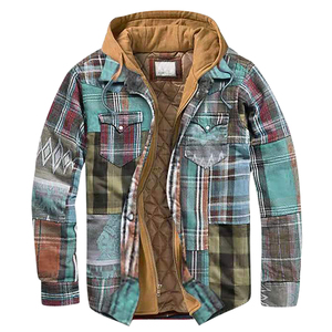 Veste chemise en flanelle polyester/coton pour homme, capuche, coupe-vent, respirante, manches longues, doublée matelassée, manteau d'hiver, différentes couleurs, taille plus - Product Image 2