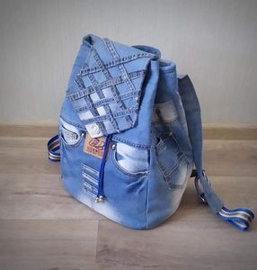กระเป๋าเป้สะพายหลังผ้ายีนส์คุณภาพพรีเมี่ยมกางเกงยีนส์แฟชั่นแนววินเทจสำหรับผู้หญิง - Product Image 1