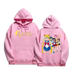 Sweat-shirt respirant Sailor Moon pour femme, mignon, tricoté, pour le quotidien, avec motif de dessin animé et col à capuche en soie - Product Image 2