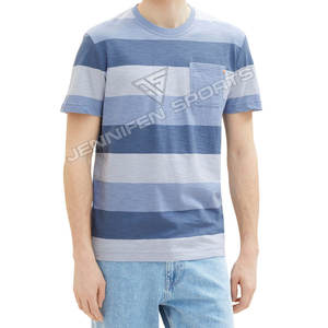 Camiseta de Hombre de Alta Calidad, Multicolor, a Rayas, Corte Regular, Cómoda, de Algodón Lujoso, Moderna, con Estampado Personalizado, Ligera - Product Image 4