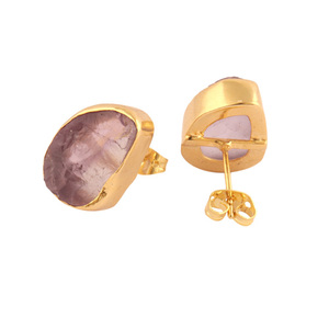 Pendientes de plata de primera ley con amatista natural para mujer, aretes pequeños, plata esterlina, Circonia cúbica, zirconia, circonita, zirconita, zirconita, color dorado, diseño encantador - Product Image 5