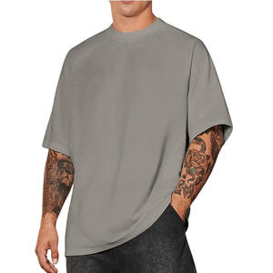 Usine directe vierge 100% coton recadrée Boxy T-shirt surdimensionné épaule tombante hommes T-shirt lourd à vendre - Product Image 1