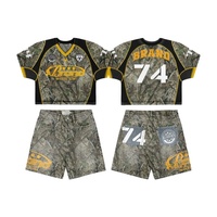 Ensemble short en jean et maillot de football camouflage personnalisé pour homme, style streetwear oversize Y2K, tenue d'été 2 pièces en maille, fabricant OEM ODM