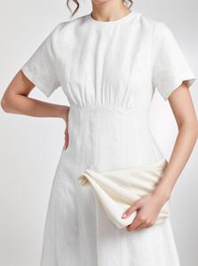 ชุดเดรสออกแบบโดยดีไซเนอร์สำหรับฤดูร้อนฤดูใบไม้ผลิชุดเดรสยาวสวยสั้นแม็กซี่เอวผ้าคอตตอนใส่สบายเป็นธรรมชาติ - Product Image 3