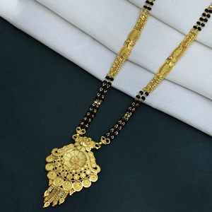 Venta al por mayor 24K oro formando colgante largo Mangalsutra, boda india Mangalsutra largo, uso diario oro acabado colgante Mangalsutra - Product Image 5