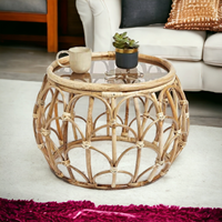 Meilleur prix du fabricant vietnamien Table basse en rotin au design moderne meubles d'intérieur en osier et en rotin pour la décoration de salon à la maison