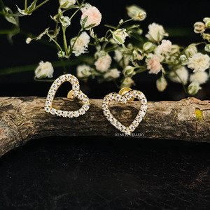 14K Solid Gold Natural Diamond Heart Stud Piercing Fine <b>Jewelry</b> for <b>Tragus</b>, Lobe, Conch. - Product Image 3
