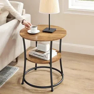 Mesas auxiliares de dos niveles con base de madera a precios mayoristas, muebles elegantes para el hogar y hoteles de calidad estándar - Product Image 2