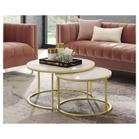 Meilleure table en marbre pierre blanche avec de l'or de haute qualité Ensemble de table centrale gigogne de luxe Salon Cuisine Maison Hôtels Utilisation