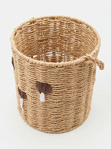 Whimsical Basket Organizer for Children Room <b>Paper</b> Bucket Basket with Handle Handwoven Natural - Product Image 3