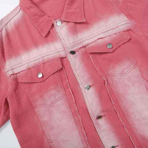 เสื้อแจ็กเก็ตผ้าแคนวาสสำหรับผู้ชายผ้ายีนส์สีแอซิดซีดจางสไตล์ชุดทำงานลำลองคอตั้งโลโก้ด้านหน้าระบายอากาศได้ดี - Product Image 6