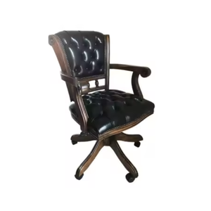 Chaises de bureau en bois massif et en cuir synthétique Chaises confortables équipées de roues aux prix de gros - Product Image 1