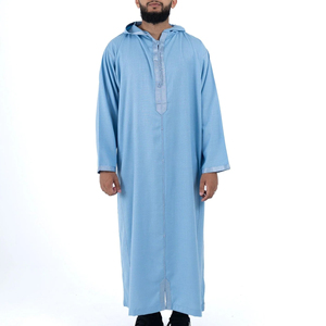 Con capucha Thobe pecho bolsillo hombres Jubba invierno poliéster Casual cuello en V manga larga ajuste suelto hasta el suelo Shalwar KameezQatari - Product Image 5