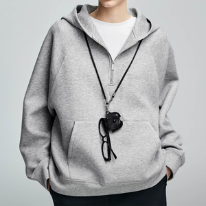 Sweat-shirt à capuche de sport personnalisé pour hommes Style rétro américain Sweat-shirt en coton gris uni Manteau à fermeture éclair XXS 25 Spring Air Layer Stacked - Product Image 5