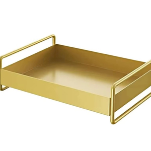 Elegant Gold <b>Black</b> Iron Customizable Rectangle <b>Serving</b> <b>Tray</b> for Home Kitchen Hotel Restaurant Decorative Use-VISHAL HANDICRAFT - Product Image 1