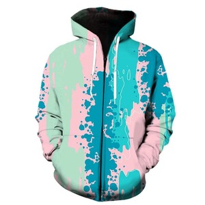 Coloré Graffiti motif fermeture éclair sweats à capuche mode tendance à manches longues hommes 3D imprimé automne fermeture éclair à capuche ample Streetwear à capuche - Product Image 6