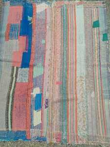 100% algodón hecho a mano Reversible Kantha cosido a mano sostenible Kantha tradicional Vintage hecho a mano Boho Chic Kantha - Product Image 2