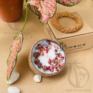 VELA DE COCO CERA NATURAL ECO FRIENDLY COCO SHELL BOWL HECHO A MANO VIETNAM COCO CANDLE MUCHOS ARCENTOS para NAVIDAD - Product Image 5