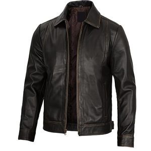 Most Popular Top Quality Custom Men's Leather Jackets Hot Selling Leather Jacket Custom Logo Leather Winter Jacket - Product Image 4