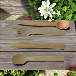 Vente en gros de vaisselle durable pour les fêtes-Ensemble de couverts jetables en bagasse compostable Fourchette à pulpe de canne à sucre Cuillère Couteau Alimentaire - Product Image 3