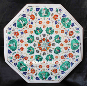 Good Locking Most Beautiful Handmade <b>White</b> Marble Flower Design Inlay <b>Table</b> Top <b>Table</b> Top Artwork / Inlay Stander Quality <b>Table</b> - Product Image 1