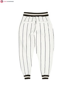Pantalon de sport personnalisé blanc marine à fines rayures grande taille en coton respirant anti-rides taille moyenne style Hip Hop pour l'automne - Product Image 3