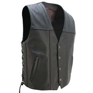 Chaleco de Cuero Gótico de Invierno para Hombre, Transpirable, con Cierre de Botones, Bolsillos Laterales, Cintura Ajustable con Cordones, Estilo Motero - Product Image 1