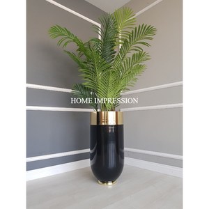 Black Gold Color Outdoor Home Decorative Aluminum Chrome Plated Eco-Friendly Flower Planter <b>Pots</b> <b>with</b> <b>Drainage</b> Hole for Garden - Product Image 2